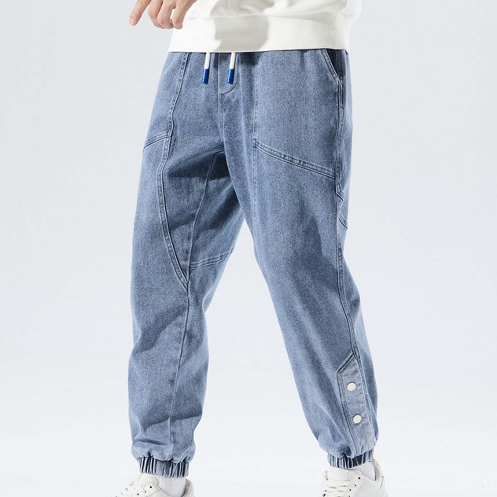 Jeans Uomo Pantaloni Uomo Pantaloni Cargo Con Elastico Alla Caviglia Slim Fit Strappati Elasticizzati A Zampa Nero Larghi Skinny Neri Leggeri Regular Resistenti Estivi Da Lavoro Xl Bianchi Oversize