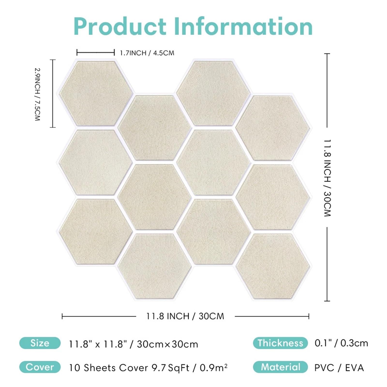 Azulejos Adhesivos 5/10 Uds. Adhesivo de pared 3D de PVC for pelar y pegar, 11,8 "X 11,8", impermeable, decoración de interiores, decoración de pared de salón(Beige,5PCS)