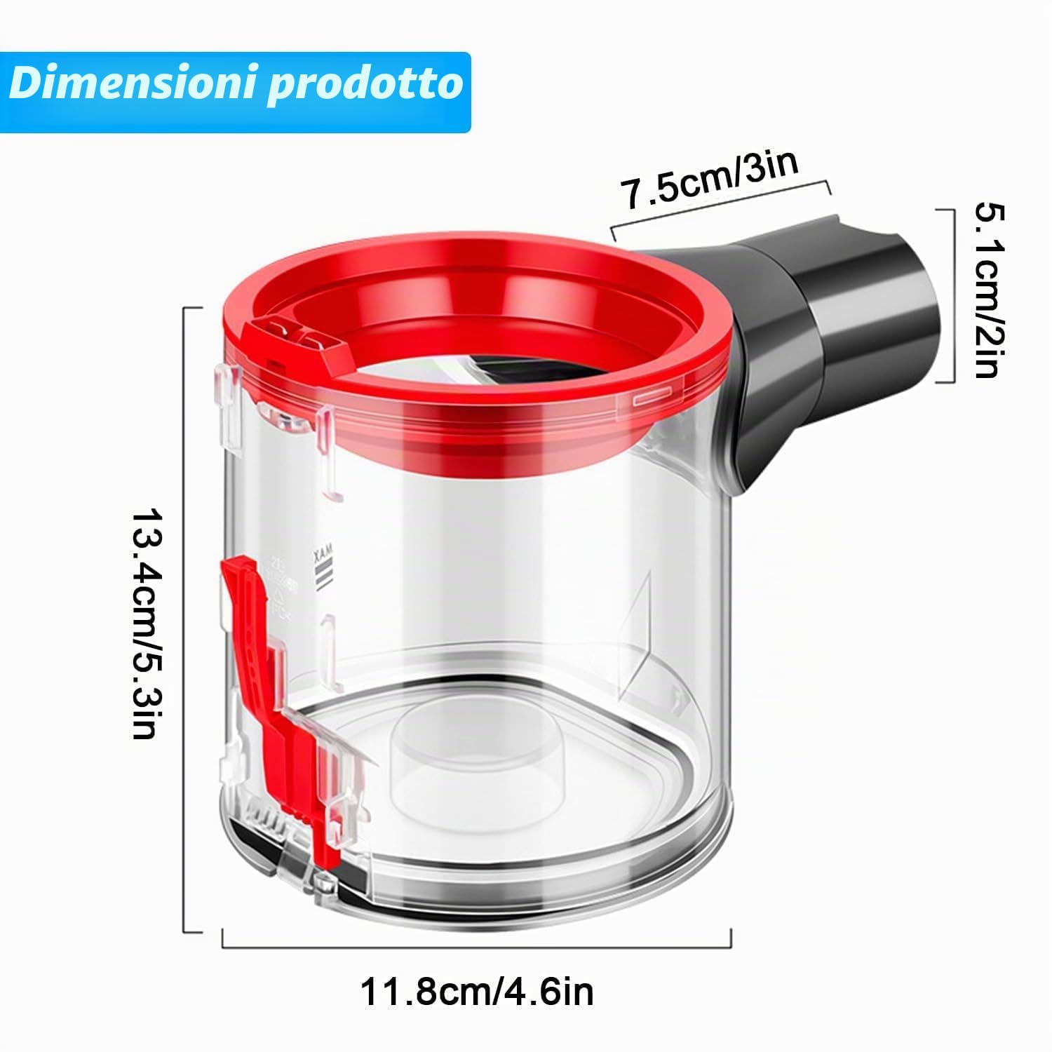 Accessori per il Coperchio Inferiore del Cestino Set per Dyson V7/V8, Contenitore per la Polvere Trasparente e di Alta Qualità, Include Prefiltro, 1 Postfiltro e 1 Spazzola per la Pulizia