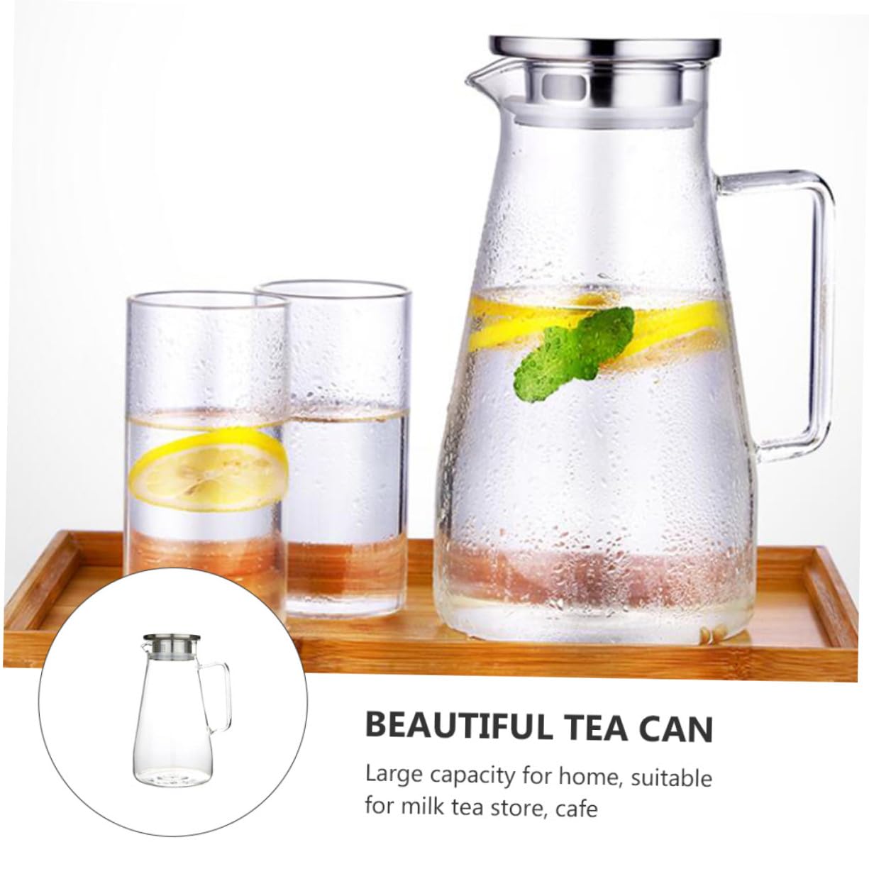 Taza de Agua Hervida de Vidrio Transparente Jarra de Agua Fría de Hervidor de Jugo Moderno para Despacho Fría para Bebidas