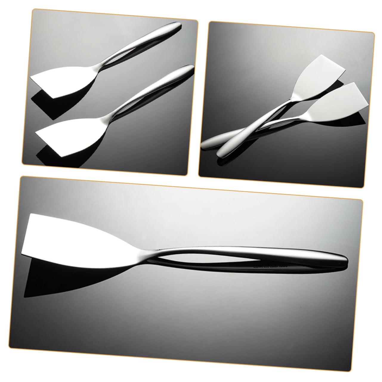 TOYANDONA 5 Set Spatola per Friggere in Acciaio Inossidabile Spatola per Friggere Bistecca Frittura Carne Cuoco Cucina Pinna per Bistecca Girando Piccolo Mescolata Grasso 2 Pezzi*5