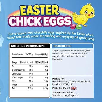 Easter Chocolate Mini Eggs Gift Box 100g - Foil Wrapped Sweets for Kids