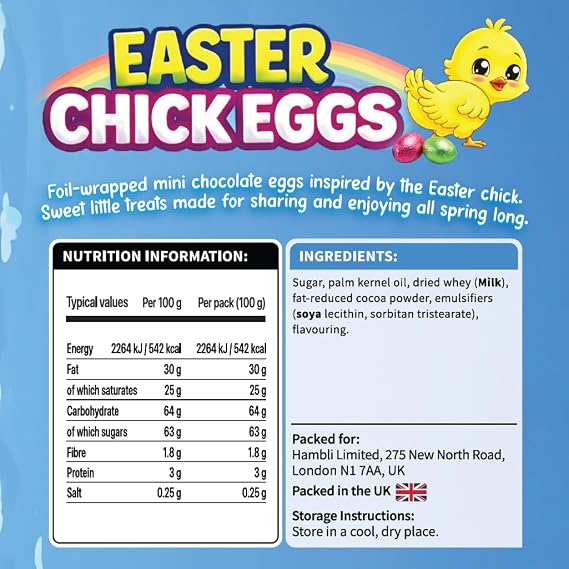 Easter Chocolate Mini Eggs Gift Box 100g - Foil Wrapped Sweets for Kids