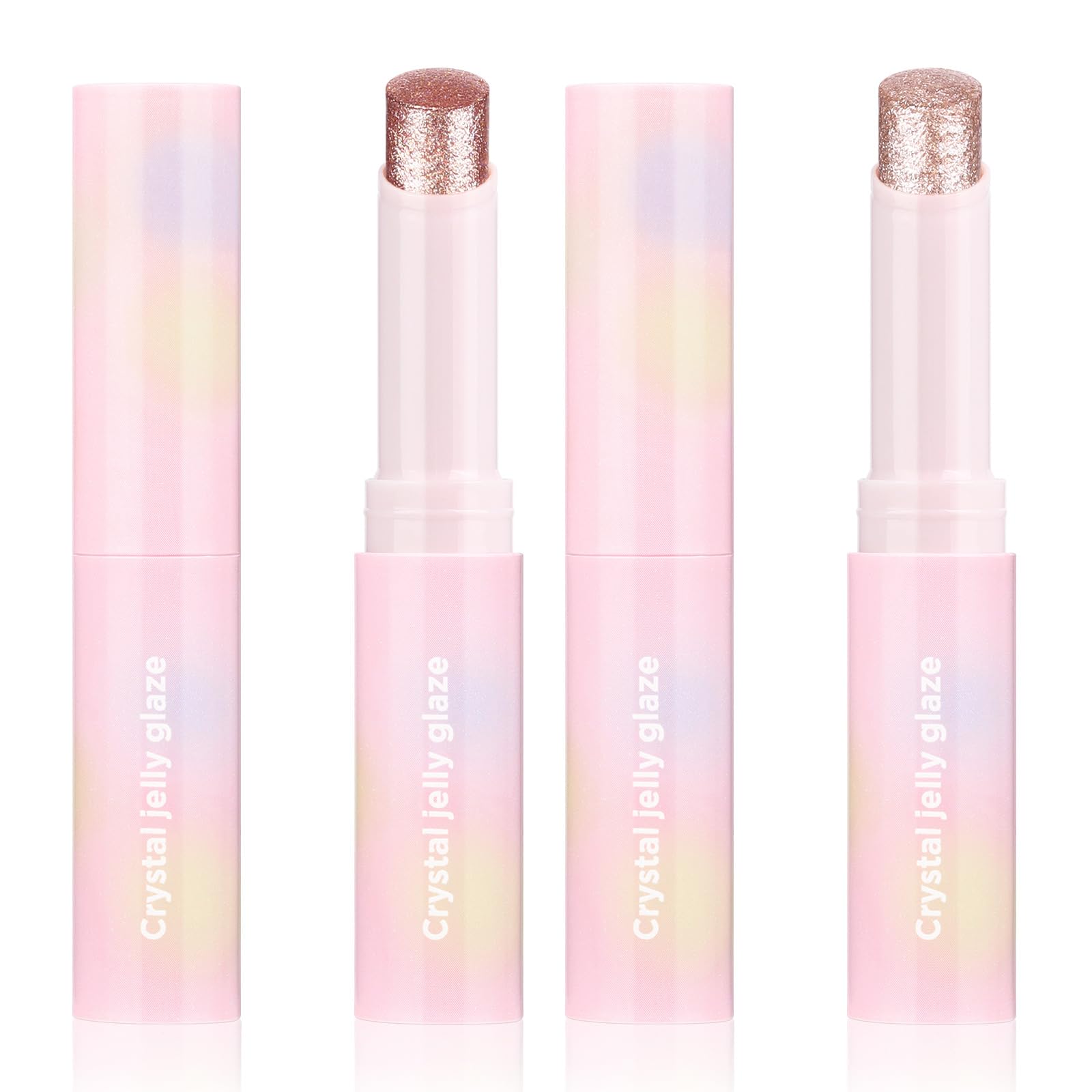 Crystal Hydrating Jelly Stick Eyeshadow Stick, Glitter Makeup Jelly Shimmer Eye Shadow Crayon, Lightweight Eye Brightener Makeup Glitter Eye Shadow (02+03)