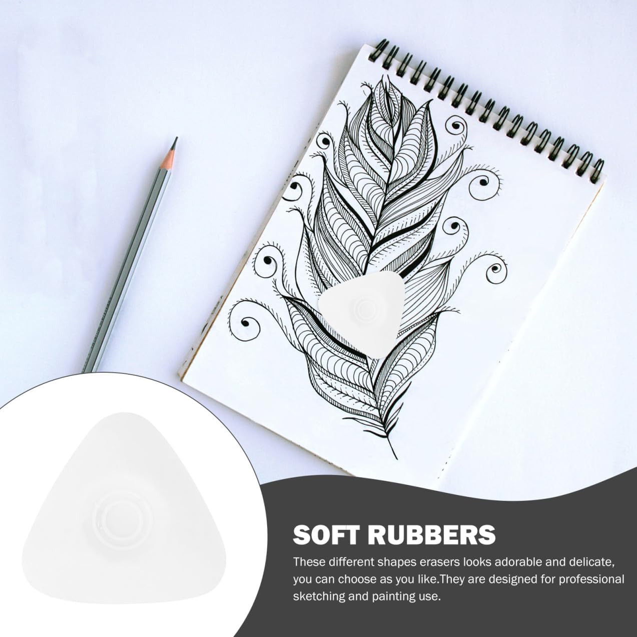 6pcs Art Erasers Unique Shapes for Sketching Drawing Painting Highlighter Erasers for Artists Lightweight Versatile for School Office Use Style