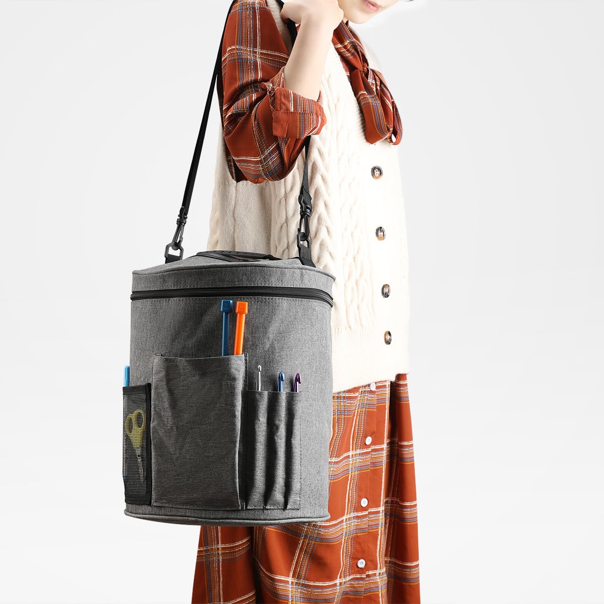 Borsa per Maglieria in Lana, Borsa per Ricamo in Tessuto Oxford Resistente per Maglieria, Borsa Portatile all'Uncinetto per Viaggi, Piccola Borsa per Maglieria Borsa per Ricamo per Maglieria