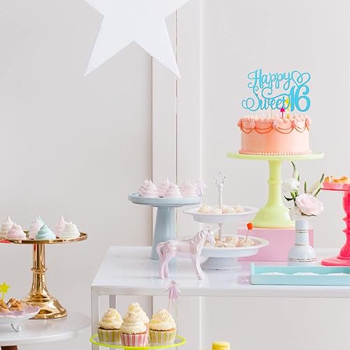 Miniatura 5 de 1 pieza de decoración de pastel con purpurina para cumpleaños de 16 años, decoración de pasteles para cumpleaños de 16 años, decoración de pasteles