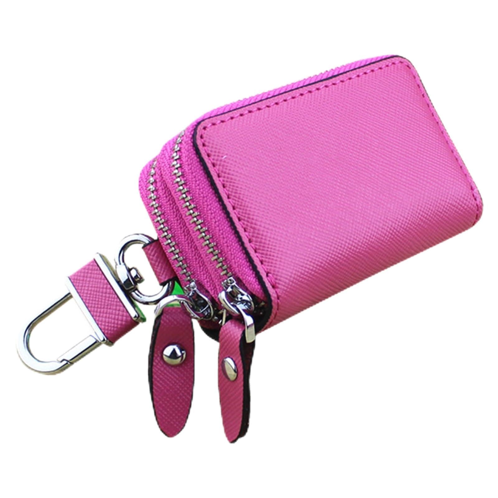 Custodia for chiavi in ​​pelle for auto con doppia cerniera e grana incrociata per uomini donne