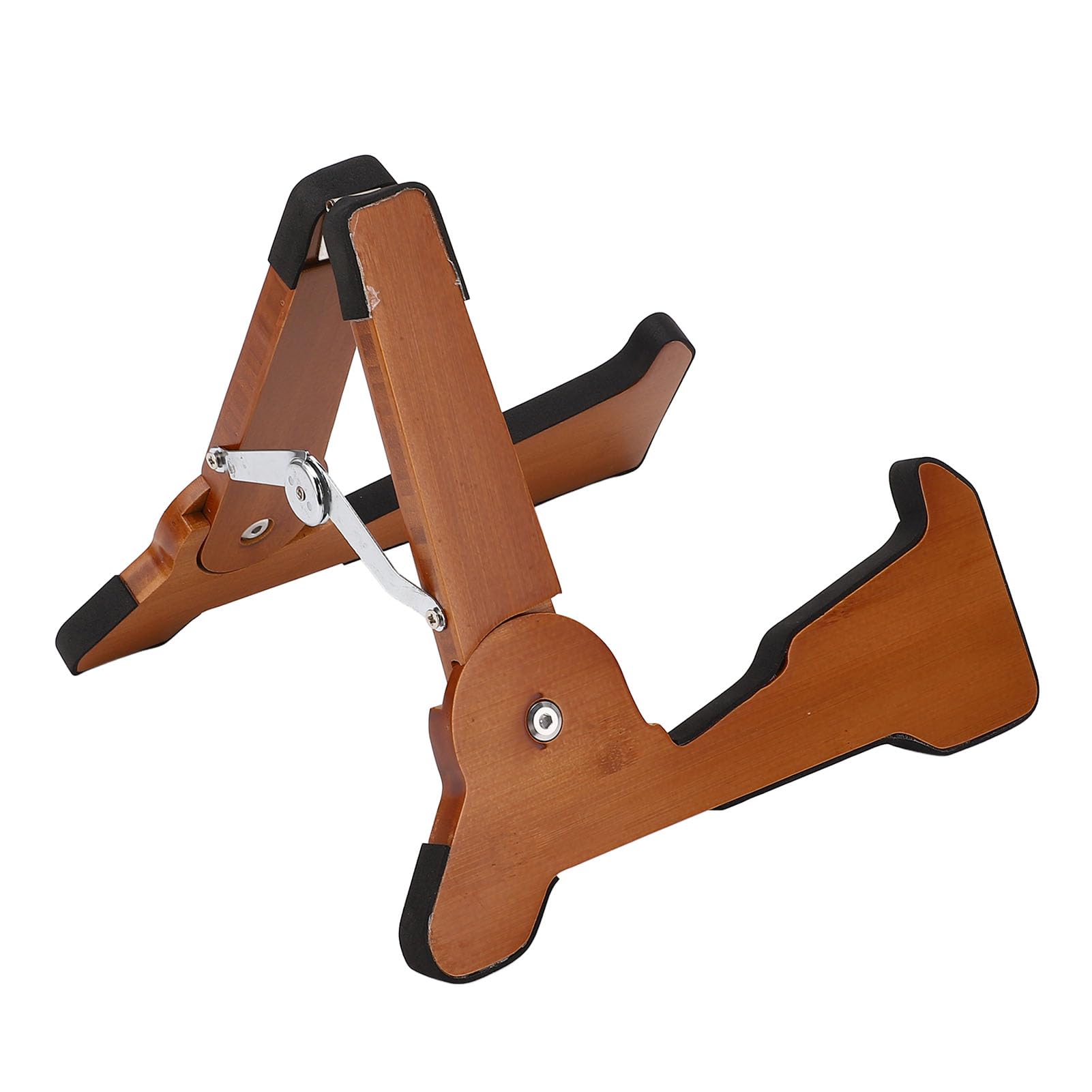 Supporto per chitarra in legno, pieghevole da terra a forma di A, realizzato in mogano massiccio; supporto in legno per chitarra con piedini antiscivolo in gomma,