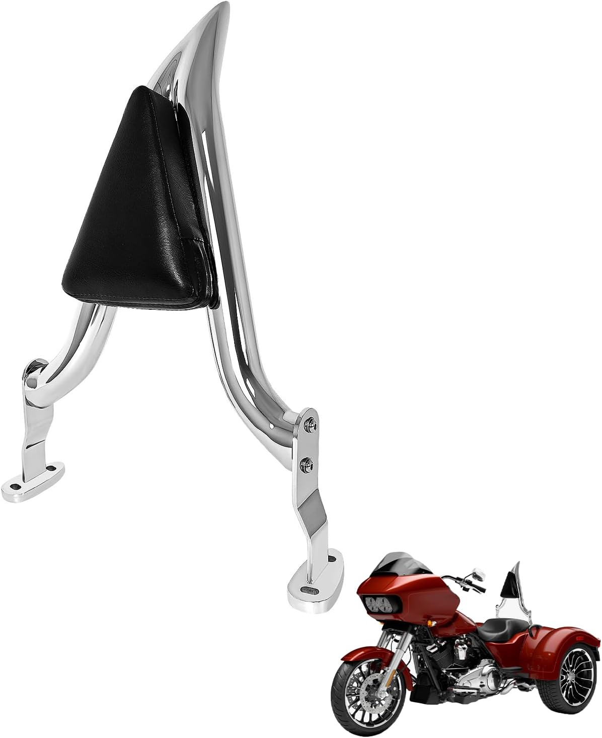 16" Chrome Road Glide 3 & Freewheeler Sissybar Pad Motorcycle Passenger Backrest Sissy Bar for Harley Davidson FLRT FLTRT 2015-2024