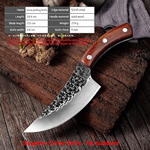 Miniatura 10 de Cuchillo de carnicero para carne, cuchillo de carnicero casero de 5 pulgadas para tallar carne y deshuesar pequeño cuchillo forjado a mano cuchillo