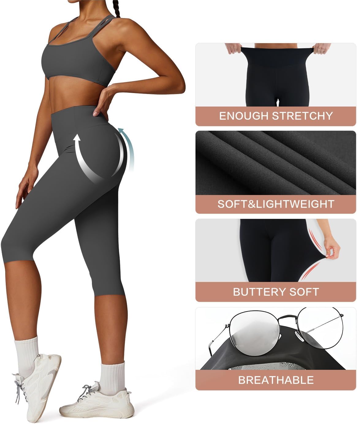 CHARMKING High Waisted Biker Shorts for Women - 5"/8" Tummy Control, Ultra-Comfort for Workouts, Yoga & Daily Wear - Image 5