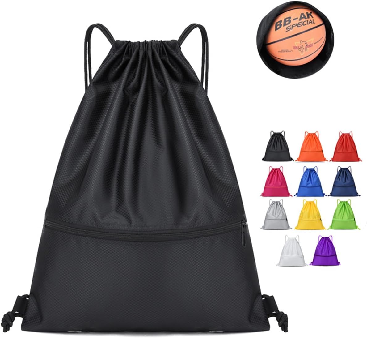 CIGENBONDrawstring Backpack Bag, Sport Gym Sackpack Swim Bag for Men Women,16.5" x 19"