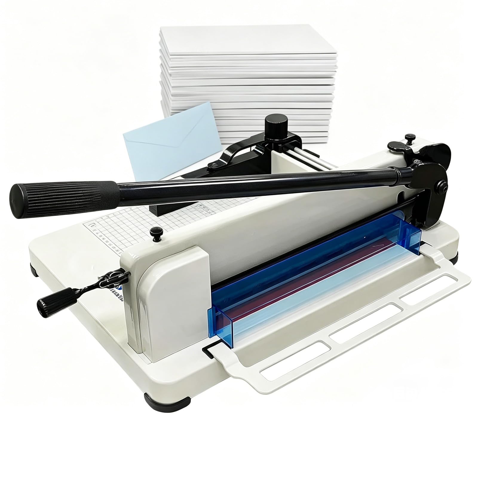 Taglierina a ghigliottina A4, base in acciaio resistente, taglia fino a 400 fogli, superficie antigraffio, blocco di sicurezza, utensile professionale per tagliare la carta