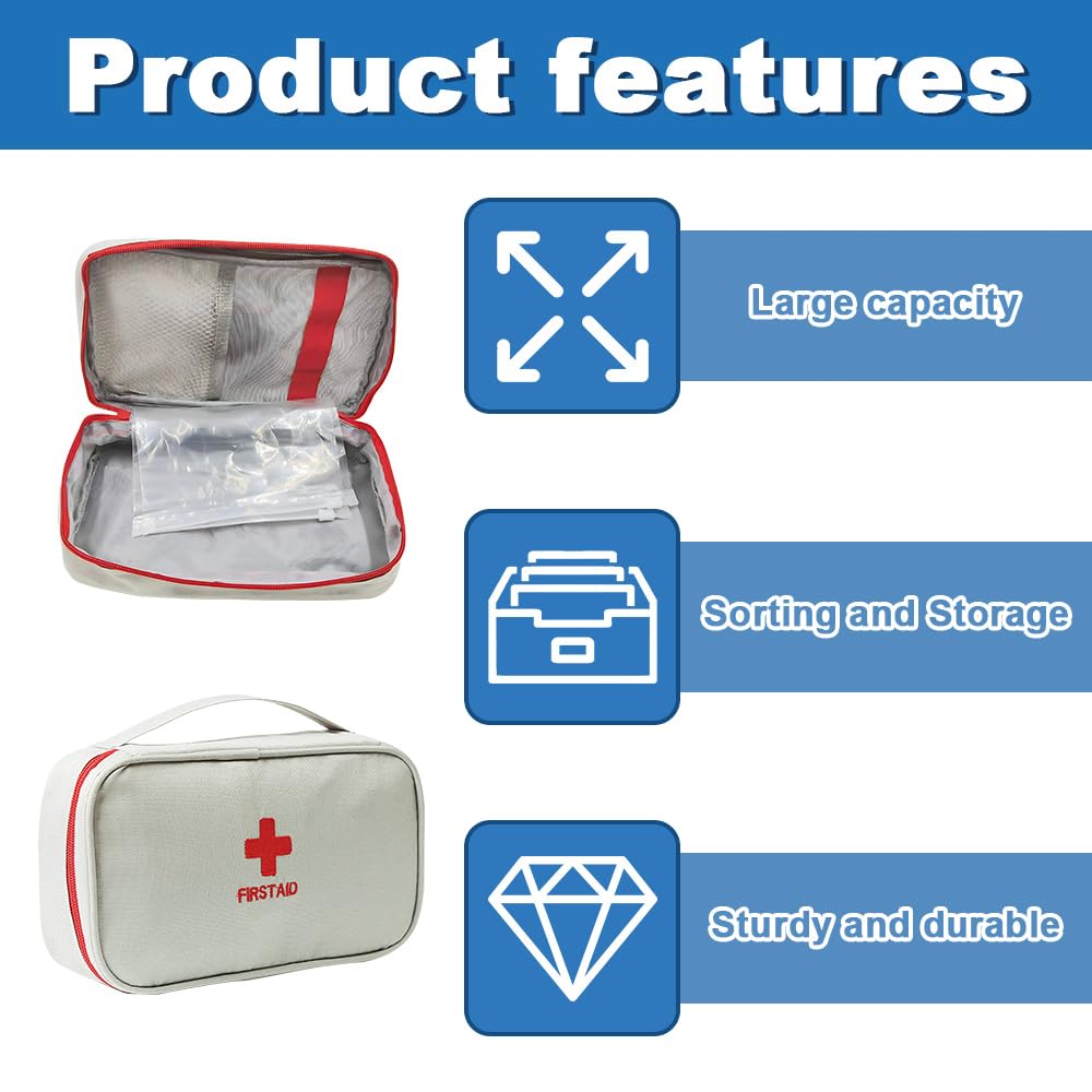 1 Pieza vacío Bolsa de Primeros Auxilios, pequeña Bolsa de Medicina, Borsa Pronto Soccorso Vuota, para el hogar,Oficina,vehículo,Camping, Lugar de Trabajo y Actividades al Aire Libre (vacío)