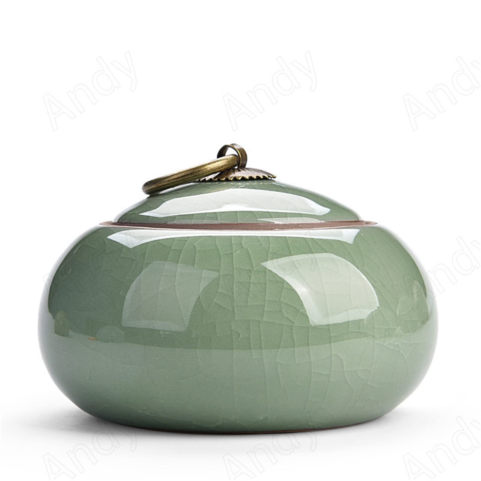 JINGYAN Tea Storage Jars Ceramic Tea Pot Ice Cracked Glaze Decor Seal Storage Jar with Lid Modern Living Room Desktop Candy Jars Home Decoration
