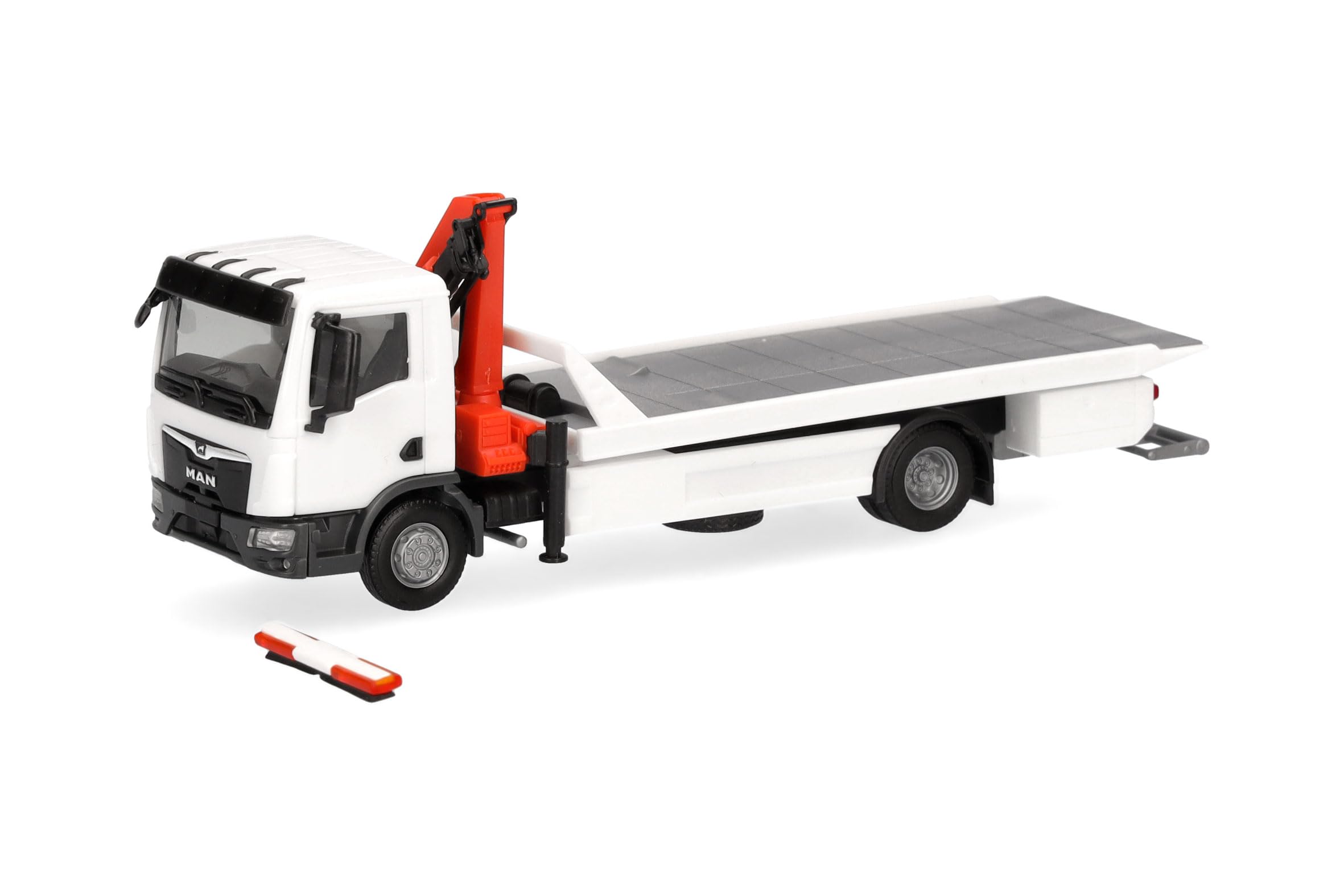 Herpa Modellbausatz MAN TGM Plateau-Abschlepp-LKW mit Kran (1 Stück), Miniatur im Maßstab 1:87, Sammlerstück, Kit für Modellbau, Kunststoff