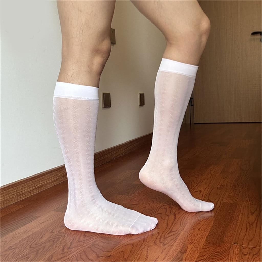Mens Sheer Business Dress Sock Long Over the Calf Dress or Work Socks Nylon Formal Sock Knee Highs Work Stockings