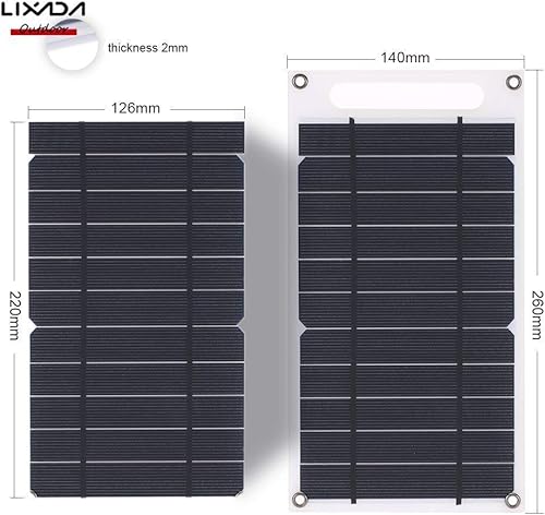 Miniatura 6 de Lixada 7,8 W Cargador portátil ultra delgado de panel solar de silicio monocristalino con puerto USB para teléfono celular, para actividades la aire