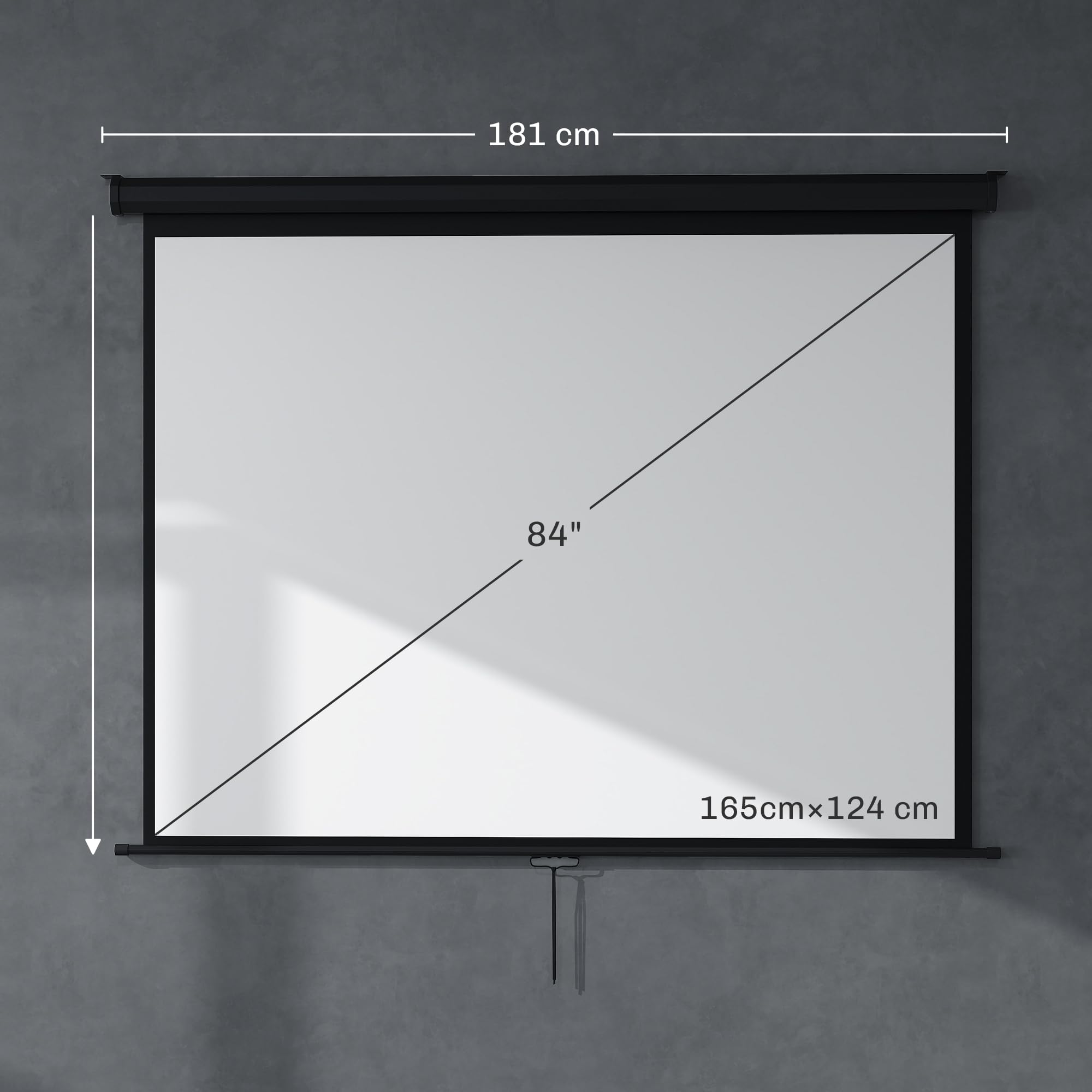 HOMCOM Beamer Leinwand 171 x 128 cm 84 Zoll 4:3 HD 4K Projektionsleinwand Rollo-Leinwand für Heimkino Büro-Präsentationen