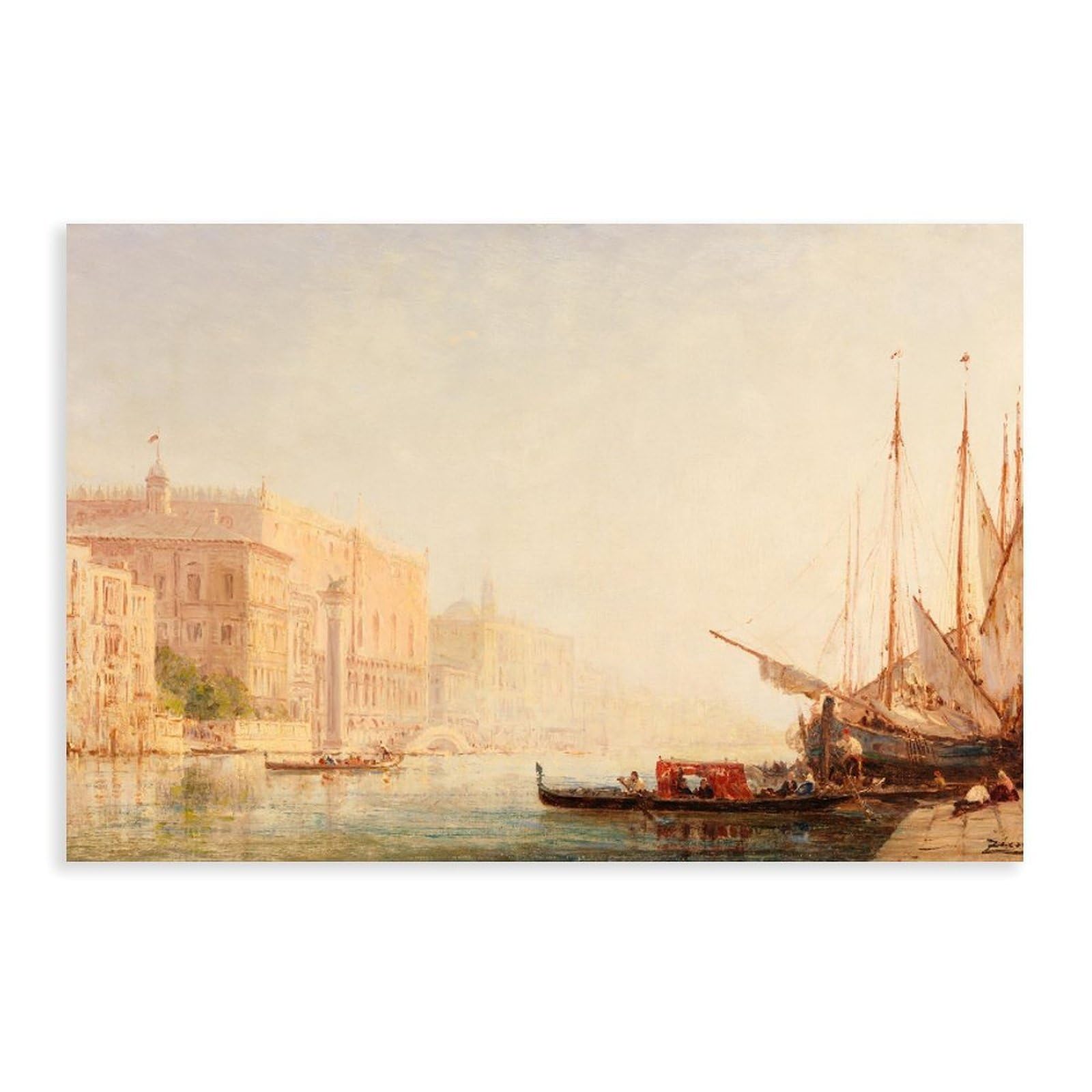 Venice; A Canal Scene (c. 1846-1911) Canvas Poster for Dorm Room Decor Gift