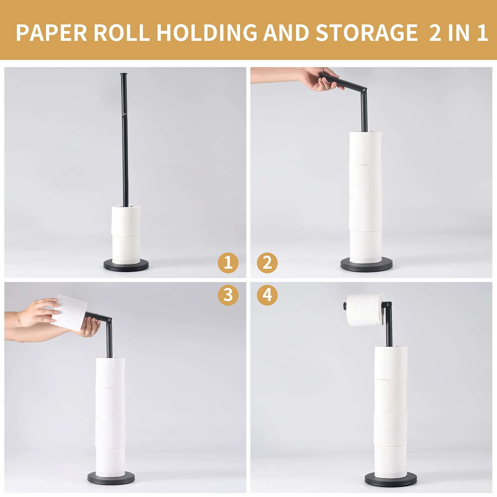 LAYUKI Free Standing Toilet Paper Holder Stand - Image 3