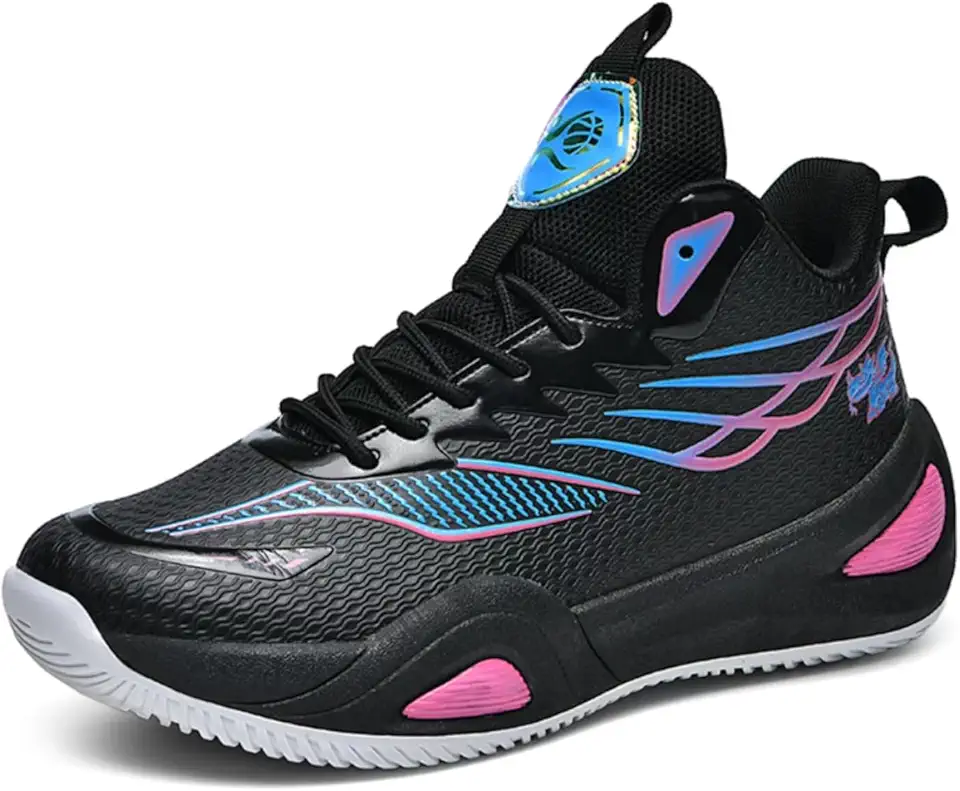 Tênis feminino de basquete com cadarço, cano alto, respirável, antiderrapante, para atividades ao ar livre, amortecimento, treinamento, atlético