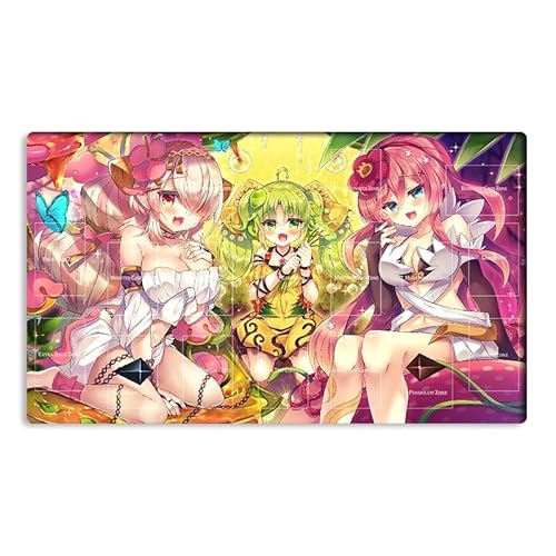 New Mlikemat Playmat Traptrix Girls Rafflesia Sera Pinguicula TCG CCG OCG Trading Card Game Mat with Zones + Free Bag (ZD039-904-A) - Zd039-904-a