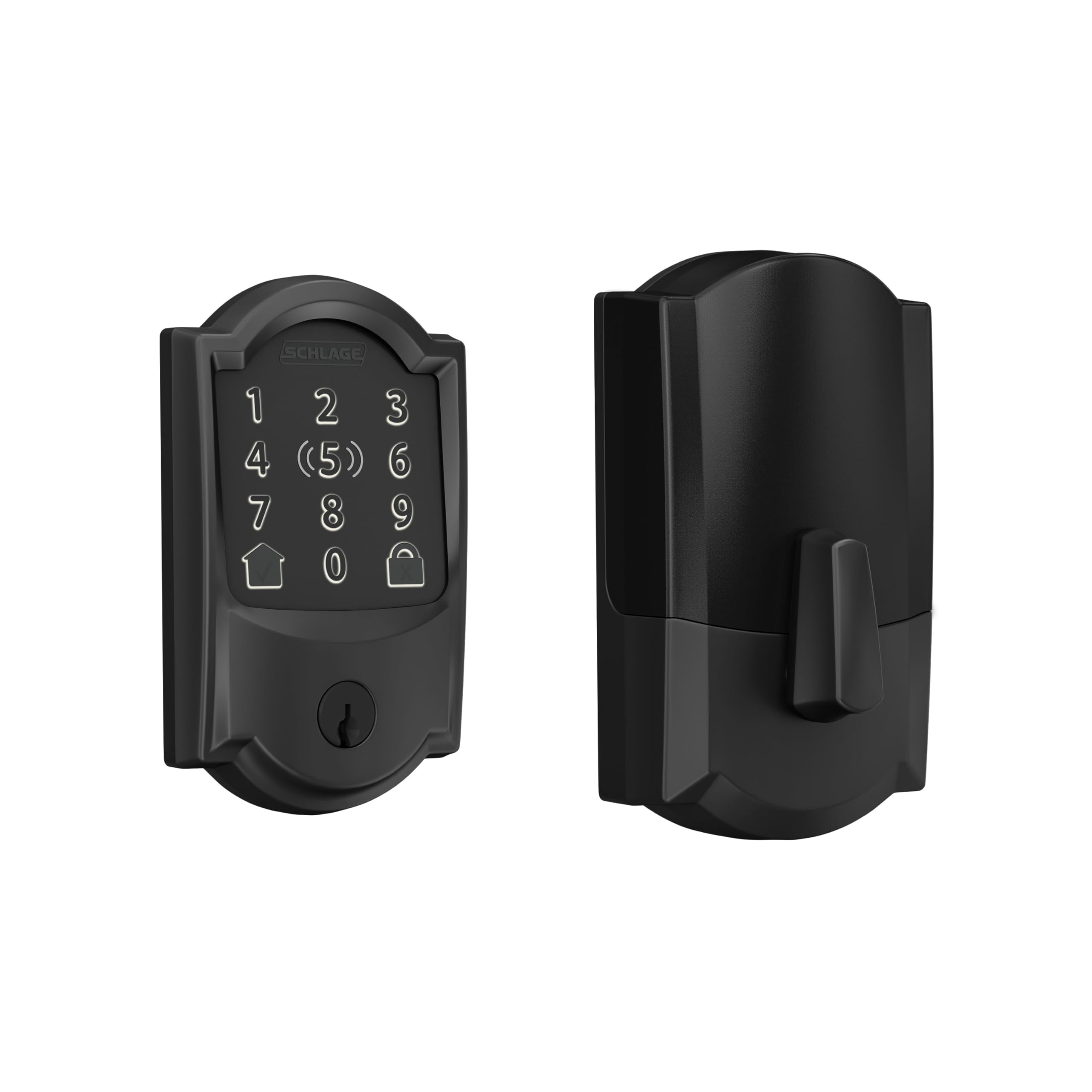 Schlage BE499WB CAM 622 Encode Plus WiFi Deadbolt Smart Lock, Keyless Entry Touchscreen Door Lock with Camelot Trim, Matte Black