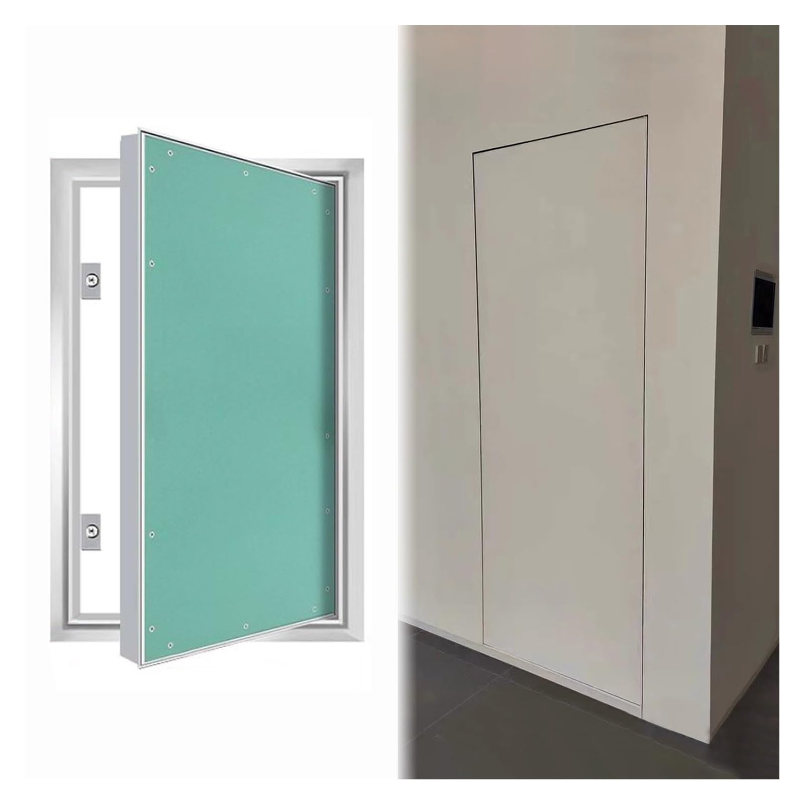 HOFUNTRE Sheetrock Access Panel, Push to Open, Reinforced Aluminum Frame, Hidden Recessed Install, Wall, Ceiling, Home, Office(600x600mm/24x24in)