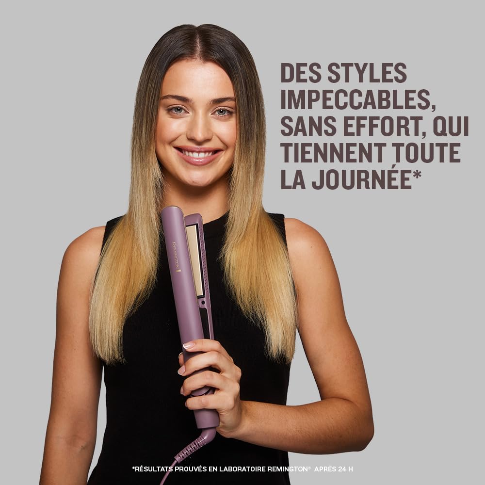 Remington AIRvive Lisseur Cheveux [Technologie Ionic Air : résultats de coiffage longue durée] Revêtement ultra-céramique avec micro-actifs (plaques étroites, écran LCD, 150-230°C) Fer à lisser S8930