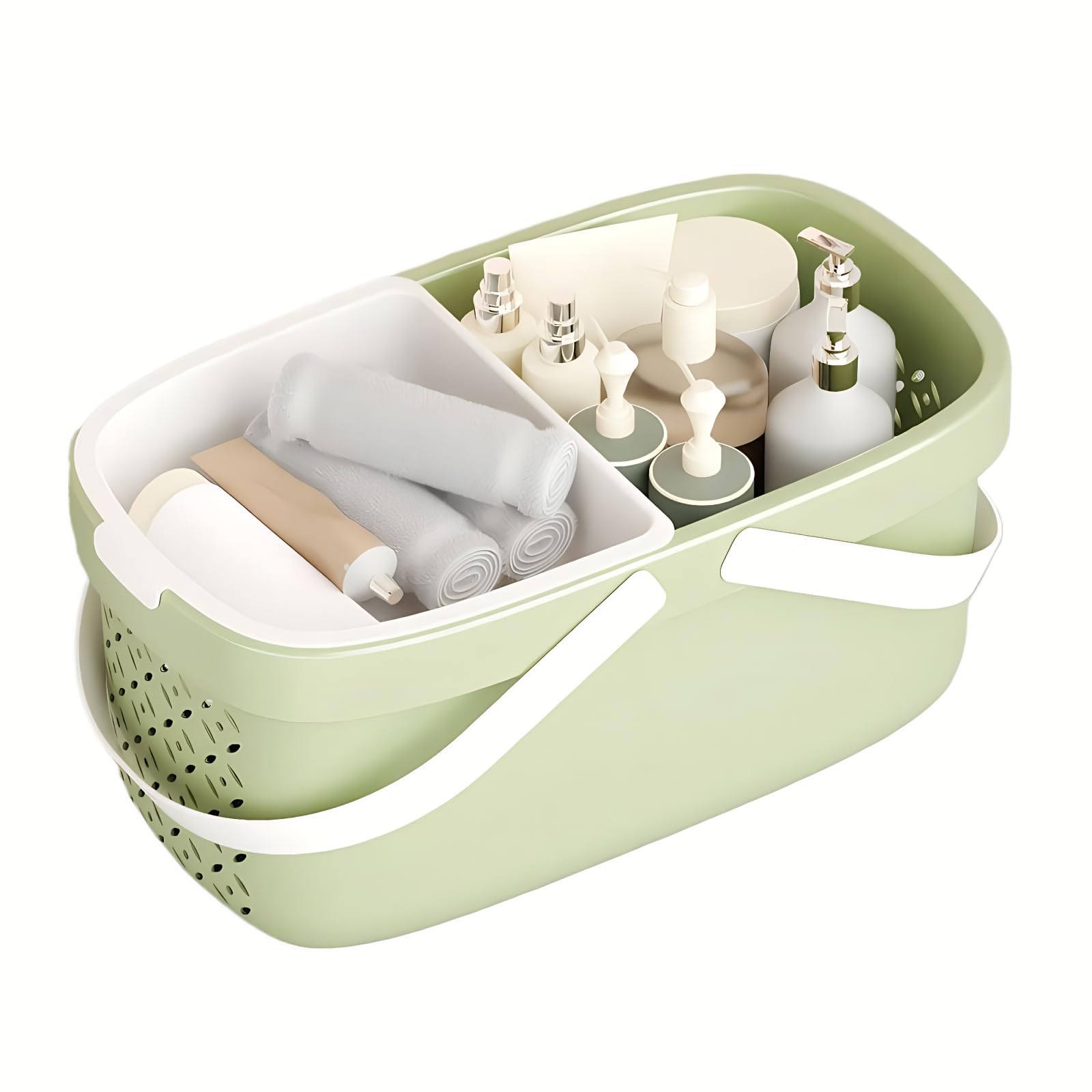 Pulseplay Plastic Organizer Storage Basket with Handles Portable Large Capacity Shower Caddy Basket with Drainage Holes for Bathroom