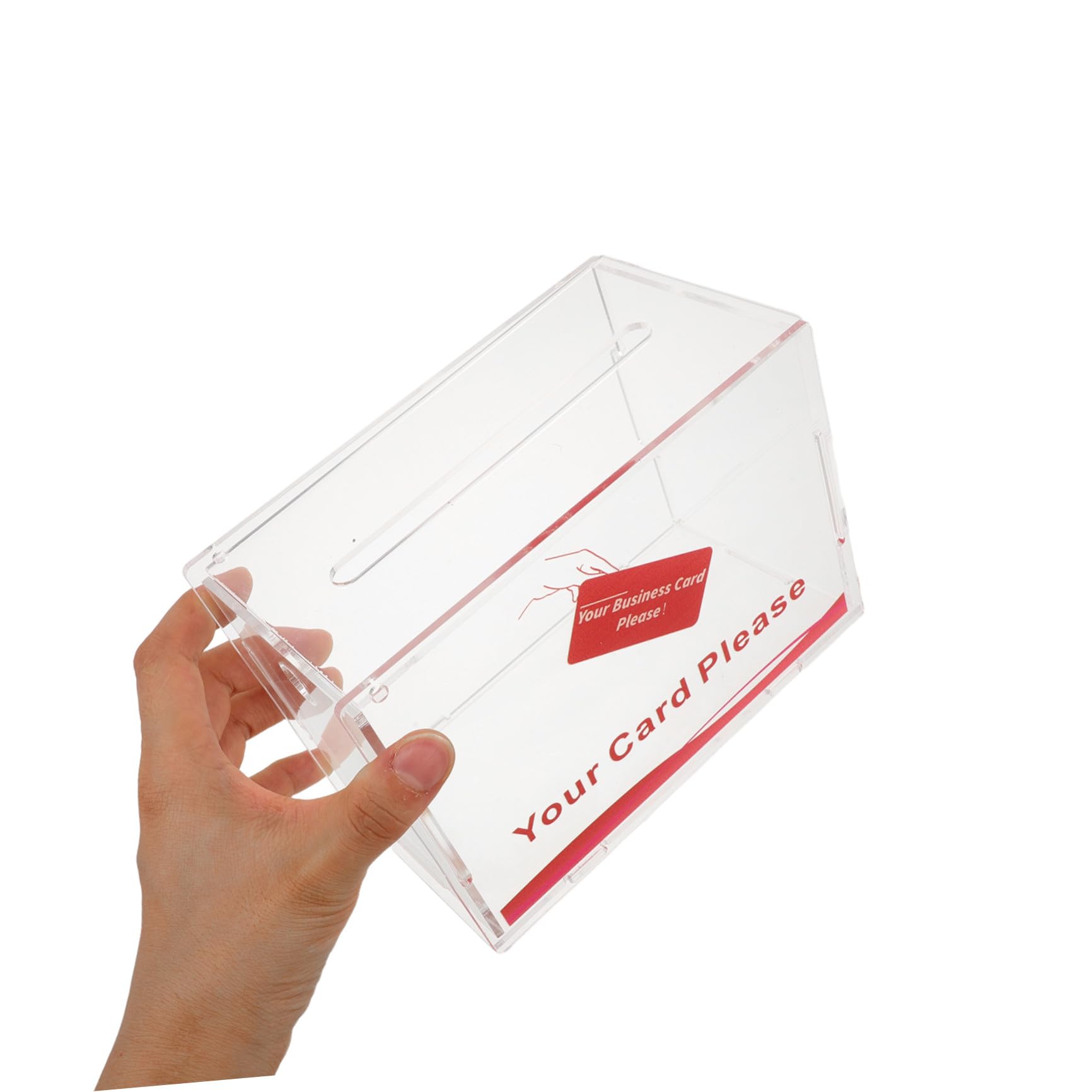 Porta Biglietti da Visita Grande Capacità in Acrilico Trasparente Leggero e Anti Fuoriuscite Dimensioni 16,7x12x9 Cm per Fiere e Raccolte
