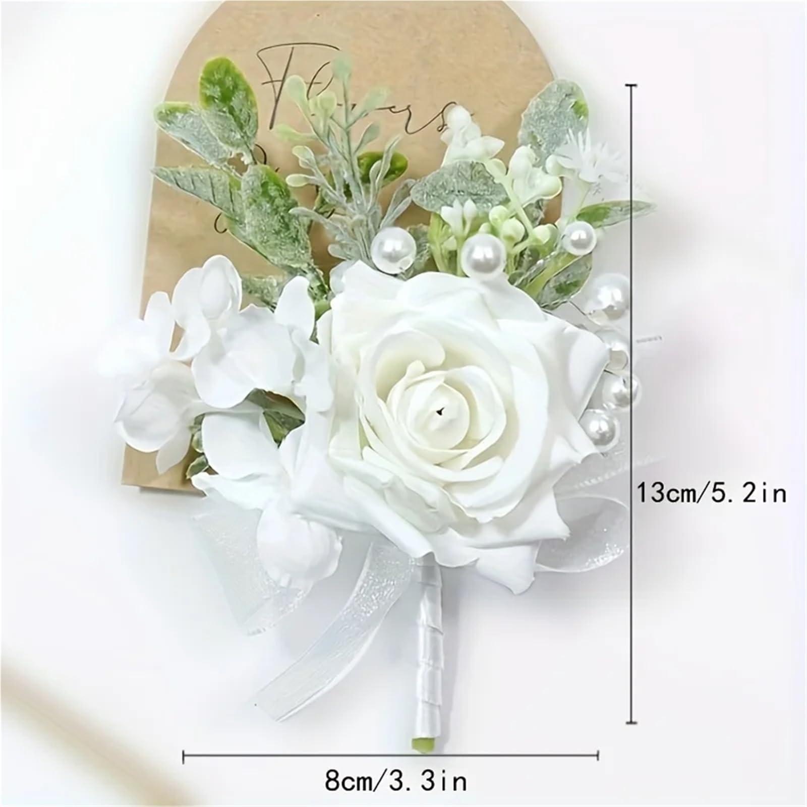 Ansteckblume BräUtigam Künstliche Rosenblüten, künstliche weiße Ansteckblume, Boutonniere, Handgelenksblumen, for Hochzeit, Geburtstag, Brautdekoration | 2pcs Set