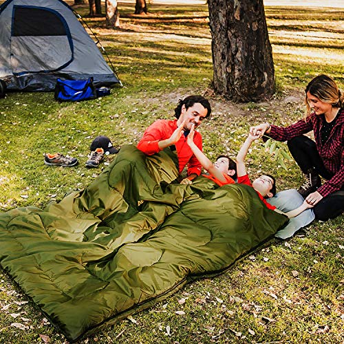 Hihiker Double Sleeping Bag Queen Size Xl -For Camping, Hiking Backpacking And Cold Weather, Portable, Waterproof And Lightweight - 2 Person Sleeping Bag #TOP3