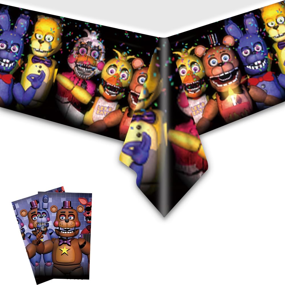 WOLEN 2Pcs Five Nights Tablecloth Disposable Tablecover Birthday Party Supplies and Decorations for Kid Boy Baby Shower Rectangle Tables 70