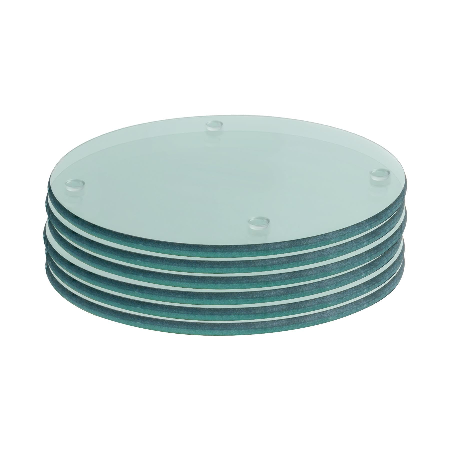 Harbour Housewares Transparent Glass Coasters - Round - 10Cm - Clear - Pack Of 6 - Tabletop Protection Mat Drink Coaster Decorative Dining Placemat For Cups, Mugs