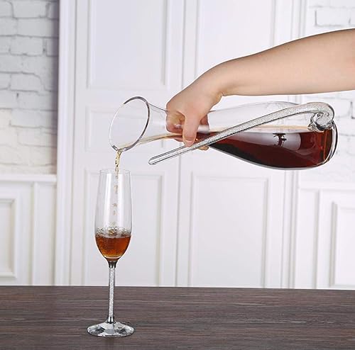 Miniatura 2 de Decantador de vino – 100% sin plomo con mango inclinable de cristal de cristal jarra de vino soplado a mano jarra de vino tinto