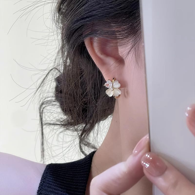 超闪猫眼石四叶草爱心耳环女时尚轻奢简约小众高级925纯银针耳饰3