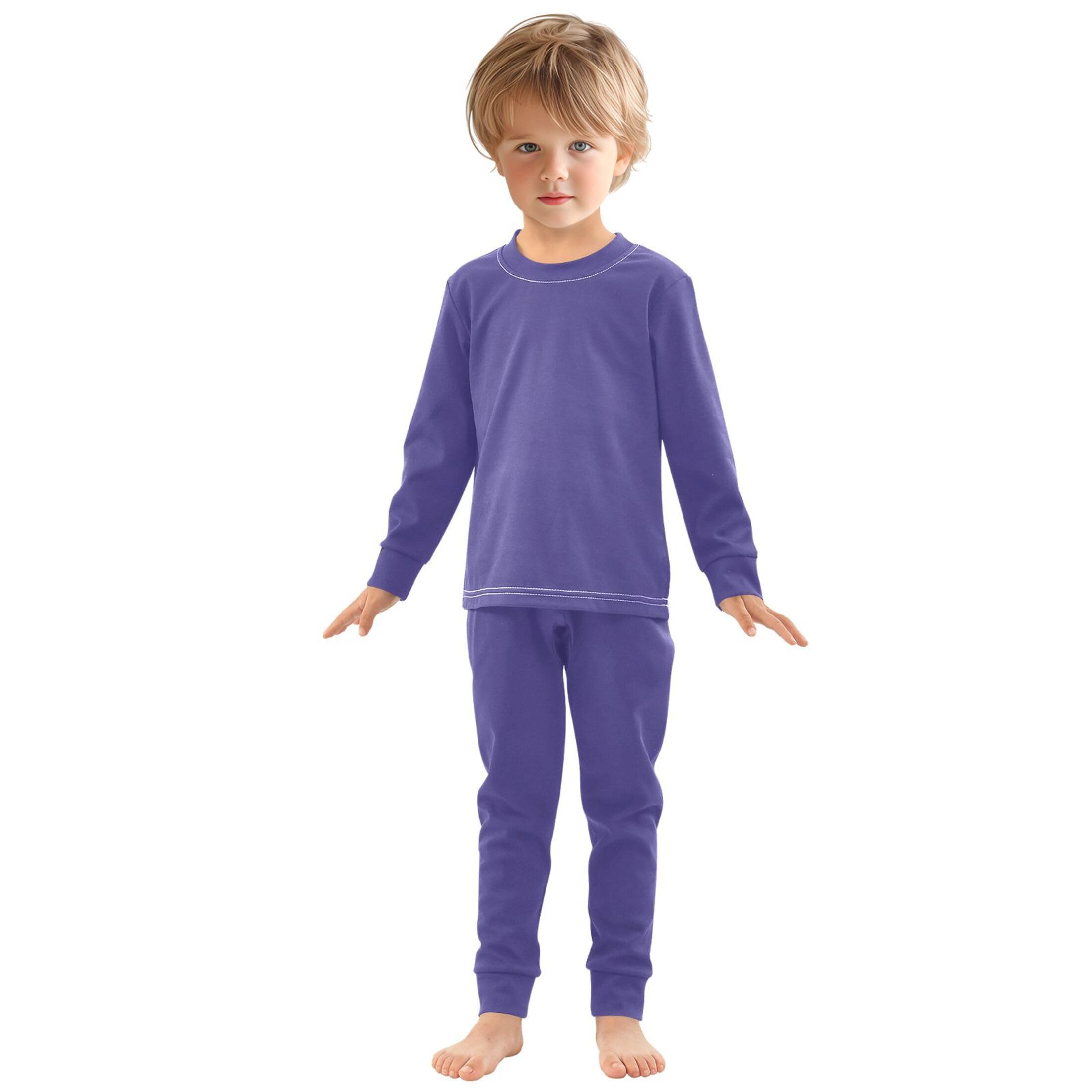 Slate Blue Long Sleeve Pajamas Set Sleepwear Jammies 2pcs Set Pjs Slate Blue 02