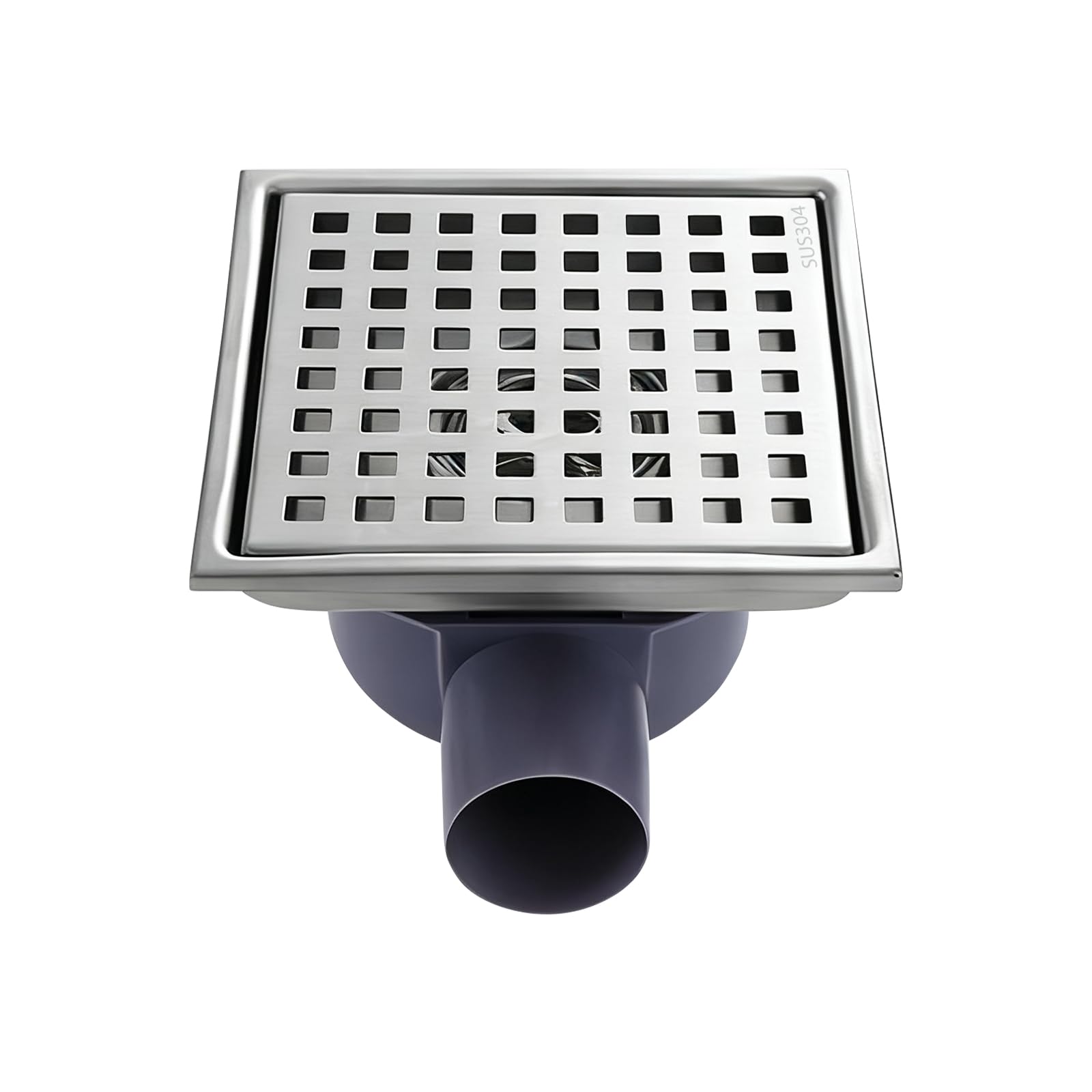 Aartner Shower Drain Square Stainless Steel Floor Drain, 15 x 15 cm, Floor Drain Shower, Hair Filter, 2-in-1 Tileable Drain Channel, Shower Drain, with 360° Siphon Odour Trap, for Bathrooms, Cellars,