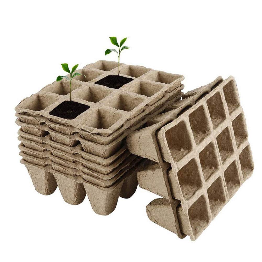 Buy 5Pcs Seed Starter Tray Kit 12 Grids Biodegradable Seed Trays Square