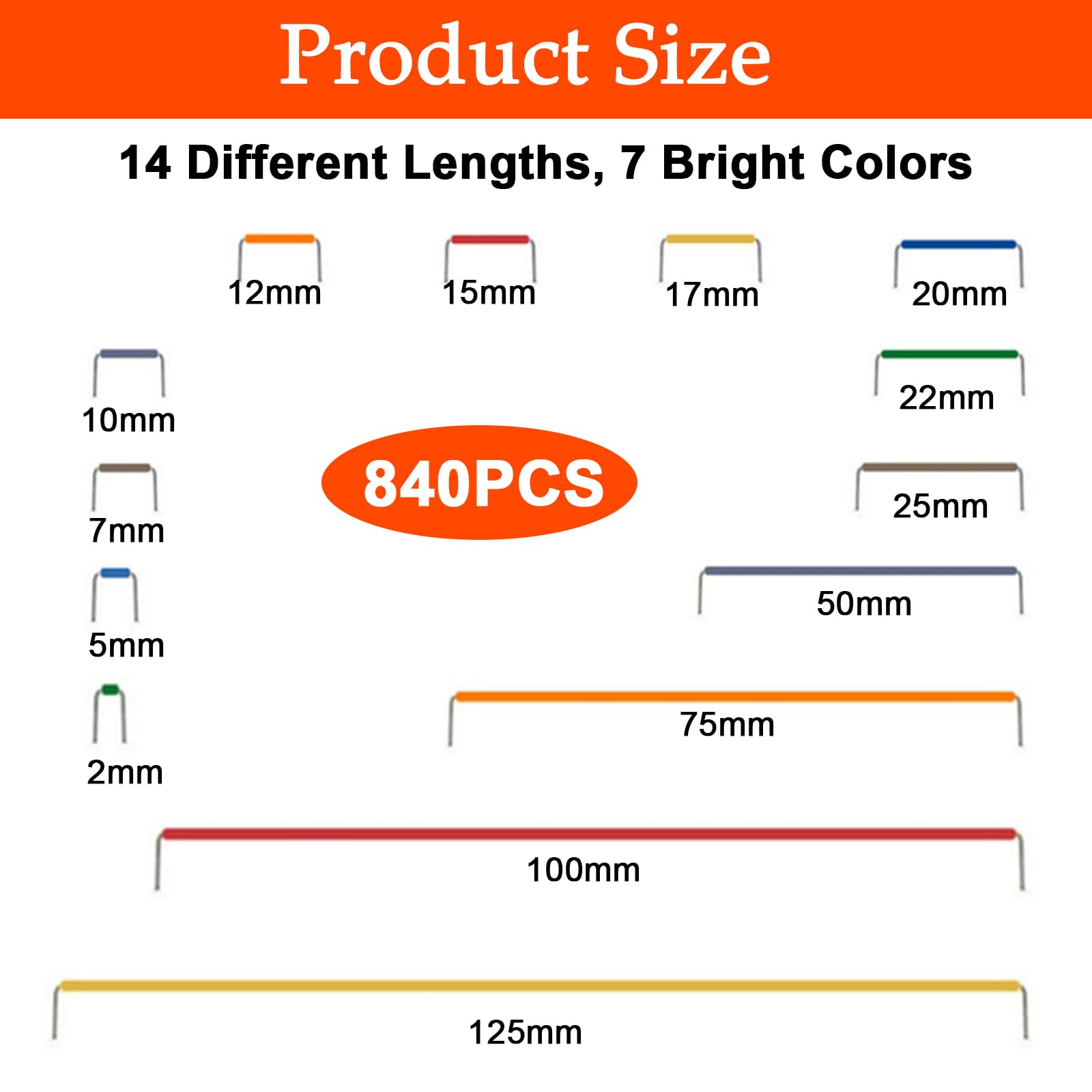 840 Pezzi Flessibile Fili Jumper Kit, 14 Lunghezza Fili Jumper Breadboard 2-125mm, Multicolore U Forma un Cavo Jumper, Filo Jumper con Trasparente Scatola per Saldatura a Circuito Chiuso
