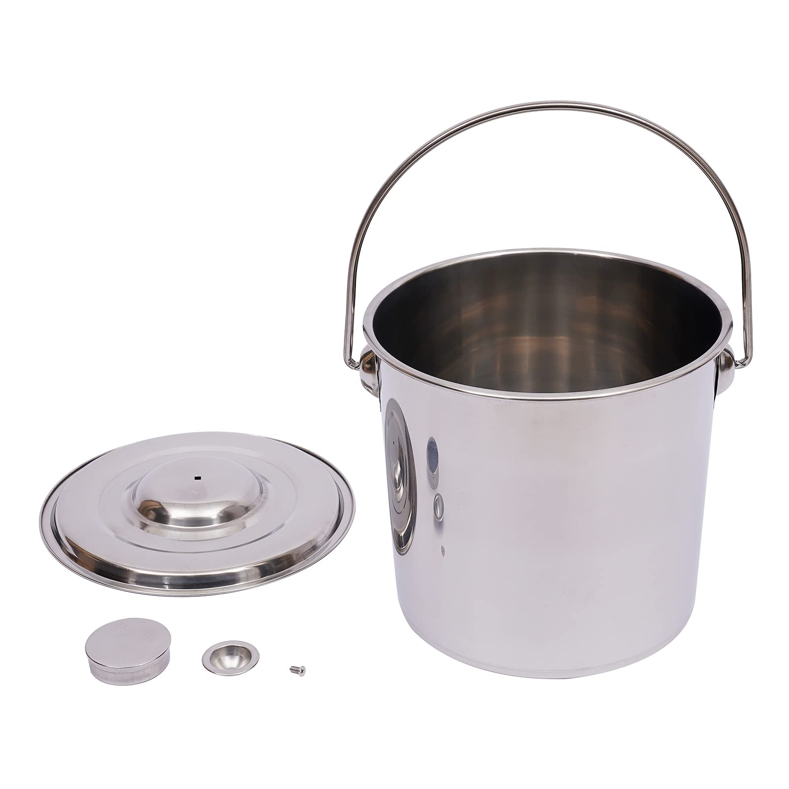 Bidón para alimentos de acero inoxidable, almacenamiento sellado, cubo de alimentos, depósito de agua con tapa para mango de pail resistente, acero inoxidable 304, a prueba de insectos y a prueba de