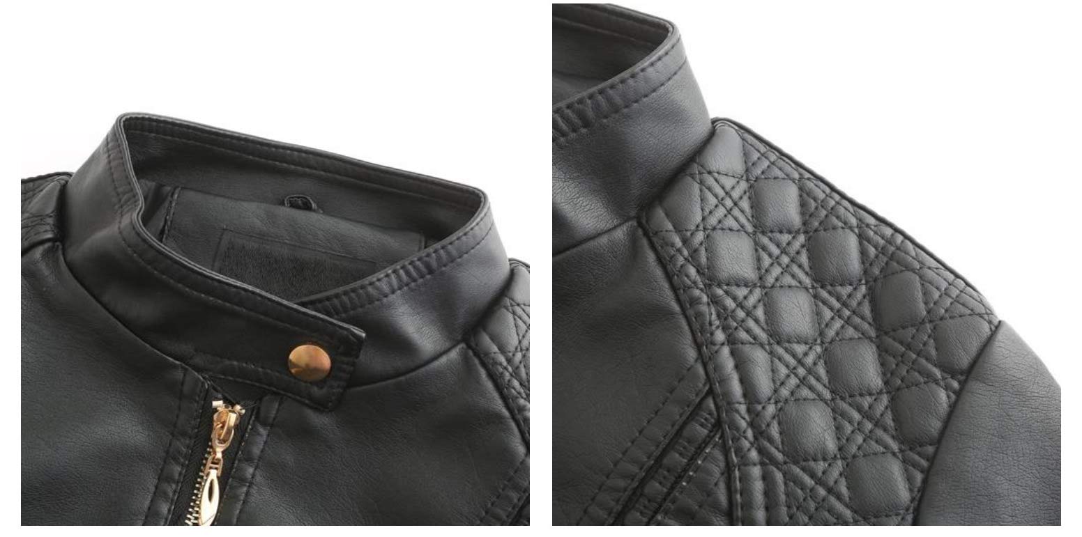 E-girl Damen Kunstleder Motorradjacke Kurze Reißverschlussjacke,EU 36-48