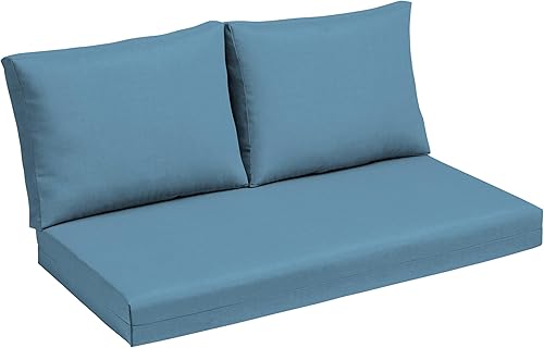 Arden Selections earthFIBER - Juego de cojines para sofá biplaza para exteriores, 48 x 24 pulgadas, repelente al agua, resistente a la decoloración,