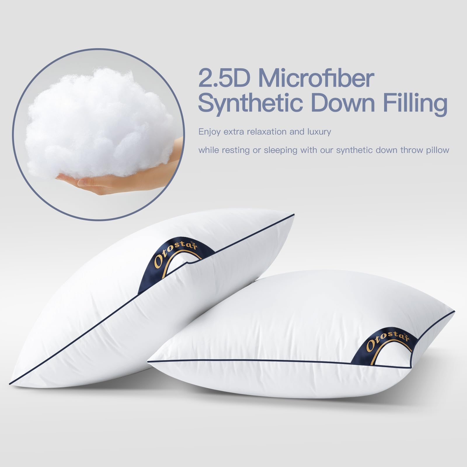 Relleno Almohada OTOSTAR 30x50cm - Microfibra 2.5D Esponjosa Con Funda 100% Algodón Blanco
