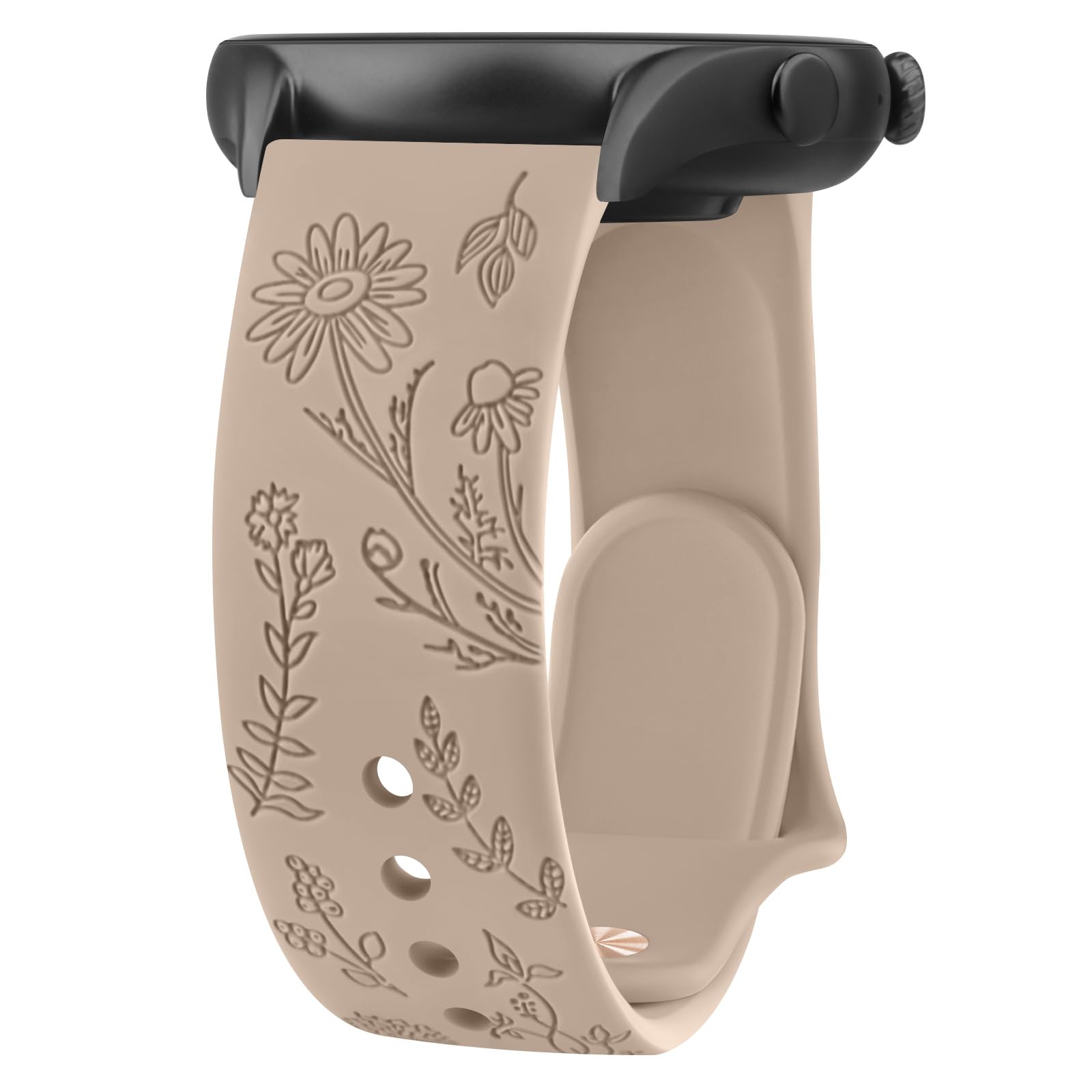 MeliyaFloral Engraved Bands for IDW13,IDW16,IDW19 Smartwatch Bands, 22mm Soft Silicone Flower Pattern Replacement Strap for Fitpolo IDW13/Woneligo W13 Smartwatch Bands,ENOMIR/TOOBUR/MILOUZ/Gydom/Faweio/Veryfit IDW19 Smartwatch Bands
