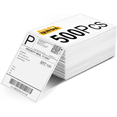500-Pack 4x6 Shipping Labels for Rollo, Zebra Printers