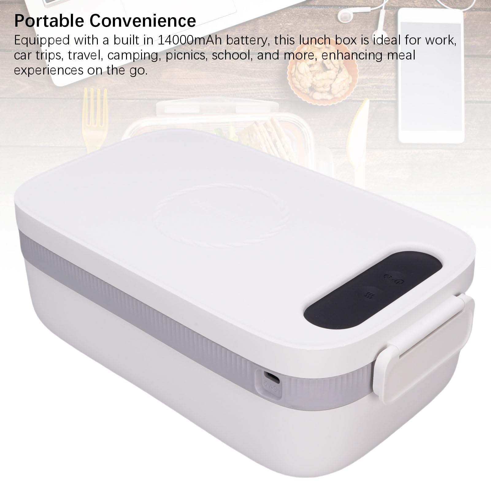 Lunch Box riscaldato, contenitore per il pranzo elettrico senza fili in acciaio inossidabile 304 scaldavivande contenitore autoriscaldante per lavori in auto, picnic, uso esterno